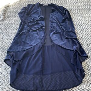 Elegant Navy Blue Velour Cardigan